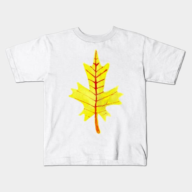 Yellow Leaf Watercolor Kids T-Shirt by saradaboru